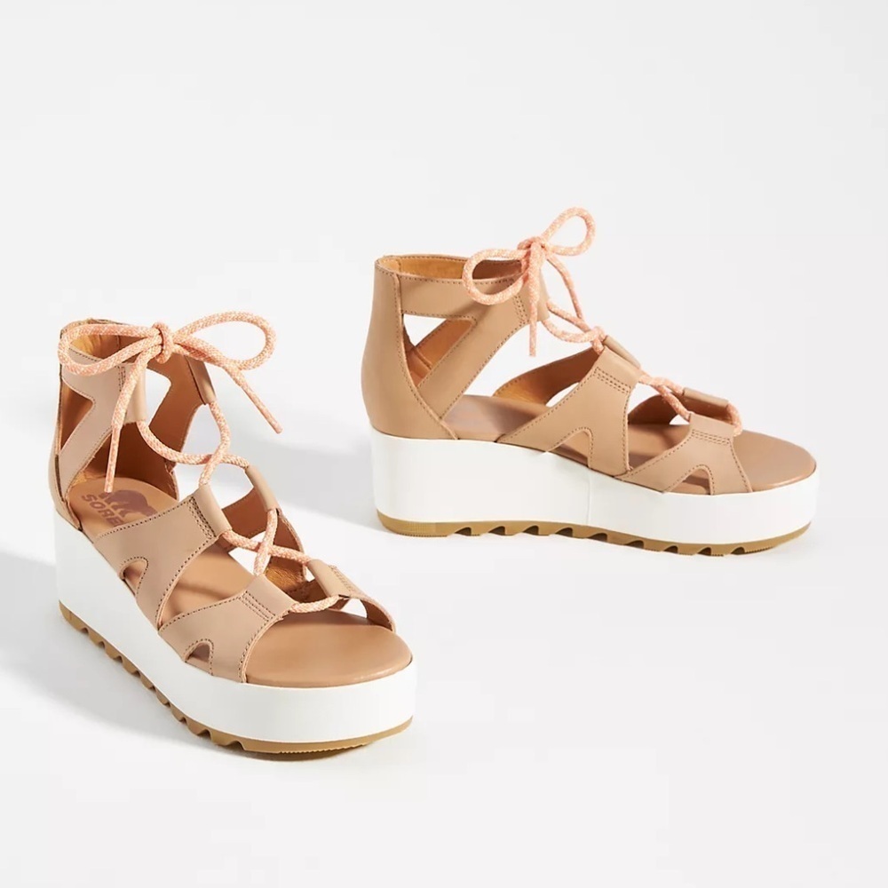 New SOREL Cameron Flatform Lace-Up Wedge Sandals Size 8.5